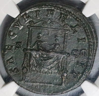 161 NGC Ch XF Faustina Jr Roman Empire Sestertius Baby Commodus Throne (24081706C)