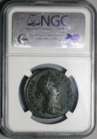 161 NGC Ch XF Faustina Jr Roman Empire Sestertius Baby Commodus Throne (24081706C)