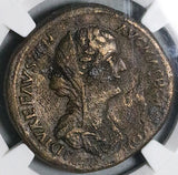 176 NGC F Faustina Jr Roman Empire RARE Posthumous Sestertius Eagle Flying Heaven (26072906C)
