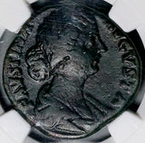161 NGC Ch F Faustina Jr Roman Empire AE Sestertius Cybele Fertility Matri Magnae Lions (26062704C)
