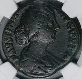 161 NGC Ch F Faustina Jr Roman Empire AE Sestertius Cybele Fertility Matri Magnae Lions (26062704C)