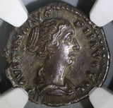 145 NGC XF Faustina Jr Roman Empire Denarius Wife Marcus Aurelius Concordia (21092101C)