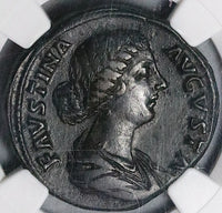 161 NGC XF Faustina Jr Roman Empire Sestertius Ceres Cista Basket Scepter (24100402C)