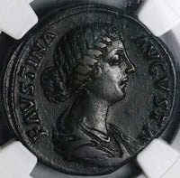 161 NGC XF Faustina Jr Roman Empire Sestertius Ceres Cista Basket Scepter (24100402C)