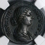 161 NGC XF Faustina Jr Roman Empire Sestertius Ceres Cista Basket Scepter (24100402C)