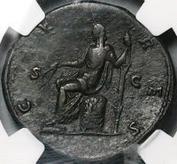 161 NGC XF Faustina Jr Roman Empire Sestertius Ceres Cista Basket Scepter (24100402C)