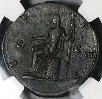 161 NGC XF Faustina Jr Roman Empire Sestertius Ceres Cista Basket Scepter (24100402C)