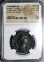 161 NGC XF Faustina Jr Roman Empire Sestertius Ceres Cista Basket Scepter (24100402C)