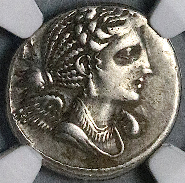 82 BC NGC Ch VF Flaccus Roman Republic Denarius Winged Victory Legionary Eagle (25081401C)