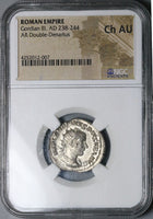 241 NGC Ch AU Gordian III Double Denarius Roman Empire Happy Laetitia Anchor (23060303C)