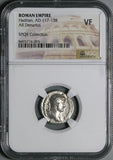 133 NGC VF Hadrian Roman Empire Denarius Travel Series Rome Return (26031902C)