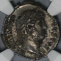 125 Hadrian NGC AU Roman Empire Denarius Annona Modius Grain Supply 4/5 4/5 (25080901D