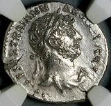 119 Hadrian NGC XF Roman Empire Denarius Clementia Sacrificing Altar (26040903C)