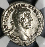 119 NGC XF Hadrian Roman Empire Denarius Roma Victory Triumph (24092601D)
