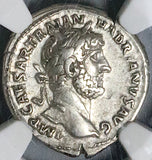 119 NGC XF Hadrian Roman Empire Denarius Roma Victory Triumph (24092601D)