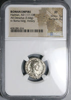 119 NGC XF Hadrian Roman Empire Denarius Roma Victory Triumph (24092601D)