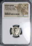 119 NGC XF Hadrian Roman Empire Denarius Roma Victory Triumph (24092601D)