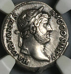 134 NGC Ch VF Hadrian Roman Empire Denarius Victory Legion Triumph (24120302C)