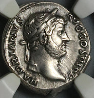 134 NGC Ch VF Hadrian Roman Empire Denarius Victory Legion Triumph (24120302C)