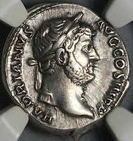 134 NGC Ch VF Hadrian Roman Empire Denarius Victory Legion Triumph (24120302C)