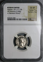 134 NGC Ch VF Hadrian Roman Empire Denarius Victory Legion Triumph (24120302C)