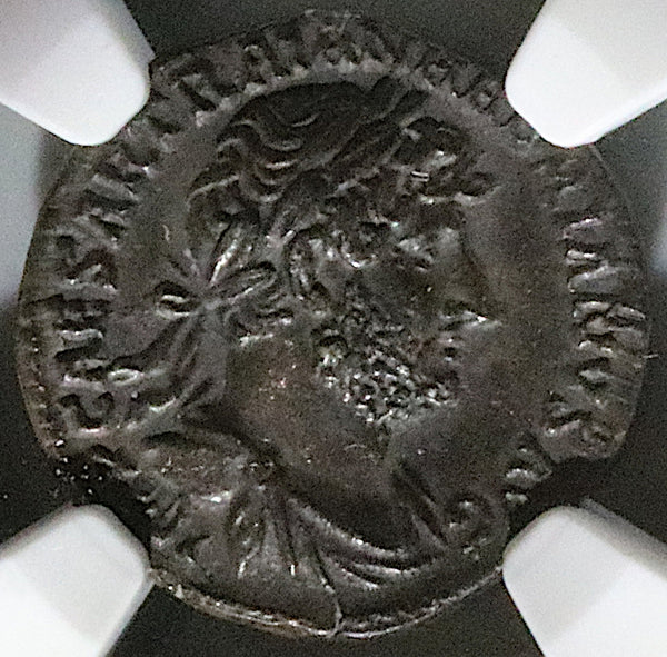 119 NGC Ch XF Hadrian Roman Empire Denarius Superb Style Emperor Stg Rudder Globe (25110902C)