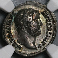 134 NGC AU Hadrian Roman Empire Denarius FIne Style 5/5 Italia Italy Travel Series Pedigree (24080202C)