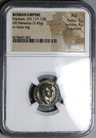 134 NGC AU Hadrian Roman Empire Denarius FIne Style 5/5 Italia Italy Travel Series Pedigree (24080202C)