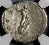 128 NGC Ch F Hadrian Roman Empire Denarius Minerva Athena Poetry (26092002C)