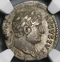 126 NGC Ch VF Hadrian Denarius Roman Empire Rare Crescent 7 Stars Septentriones Arrow (23042503C)