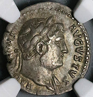 126 NGC Ch VF Hadrian Denarius Roman Empire Rare Crescent 7 Stars Septentriones Arrow (23042503C)