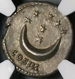 126 NGC Ch VF Hadrian Denarius Roman Empire Rare Crescent 7 Stars Septentriones Arrow (23042503C)