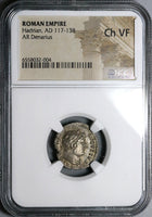 126 NGC Ch VF Hadrian Denarius Roman Empire Rare Crescent 7 Stars Septentriones Arrow (23042503C)