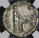 134 Hadrian NGC Ch VF Roman Empire Denarius Salus Eastern Mint? (25080502C)
