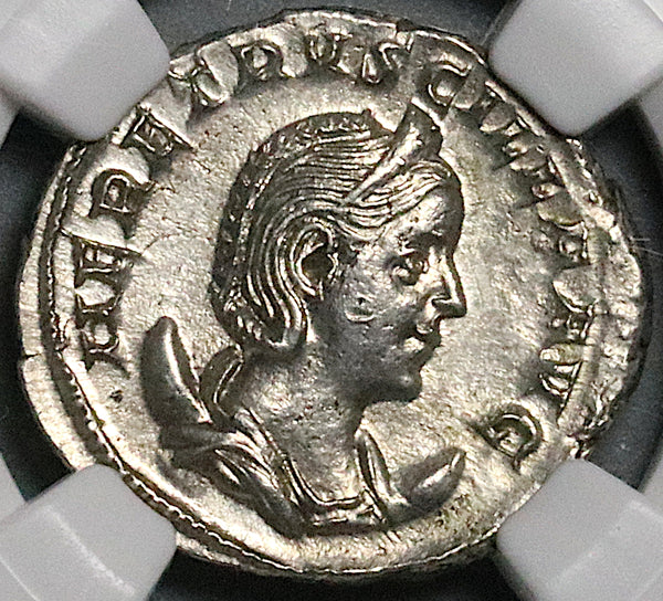 250 NGC AU Herennia Etruscilla Double Denarius Roman Empire Pudicitia (25042201D)