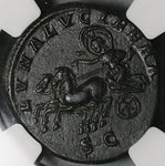 215 NGC AU Julia Domna AE As Roman Empire Luna Diana Biga Chariot Rare (25051001C)