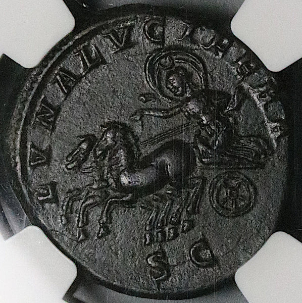 215 NGC AU Julia Domna AE As Roman Empire Luna Diana Biga Chariot Rare (25051001C)