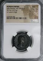 215 NGC AU Julia Domna AE As Roman Empire Luna Diana Biga Chariot Rare (25051001C)
