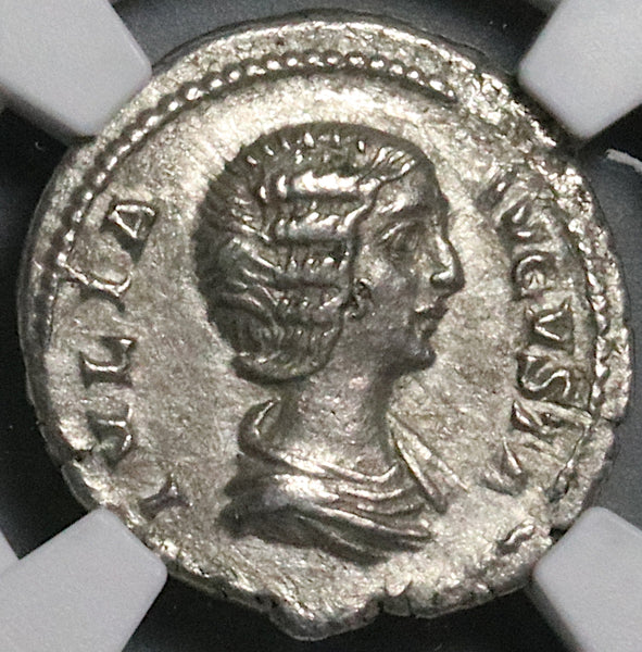196 NGC Ch VF Julia Domna Denarius Roman Empire Felicitas Good Luck  (25020203C)