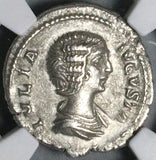 196 NGC Ch VF Julia Domna Denarius Roman Empire Felicitas Good Luck  (25020203C)