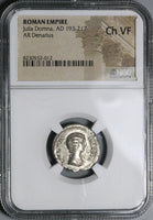 196 NGC Ch VF Julia Domna Denarius Roman Empire Felicitas Good Luck  (25020203C)