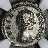 196 NGC Ch VF Julia Domna Denarius Roman Empire Juno Peacock (24032204C)