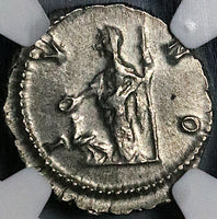 196 NGC Ch VF Julia Domna Denarius Roman Empire Juno Peacock (24032204C)