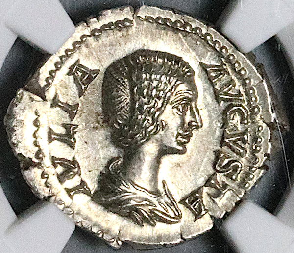 196 NGC MS Julia Domna Denarius Roman Empire Mother Gods Cybele Lions (24101203C)