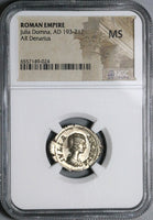 196 NGC MS Julia Domna Denarius Roman Empire Mother Gods Cybele Lions (24101203C)
