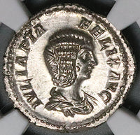 211 NGC MS Julia Domna Denarius Roman Empire Caracalla Pudicitia Chastity (25052801C)