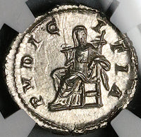 211 NGC MS Julia Domna Denarius Roman Empire Caracalla Pudicitia Chastity (25052801C)