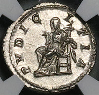 211 NGC MS Julia Domna Denarius Roman Empire Caracalla Pudicitia Chastity (25052801C)