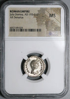 211 NGC MS Julia Domna Denarius Roman Empire Caracalla Pudicitia Chastity (25052801C)
