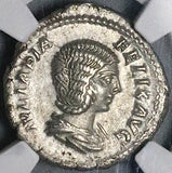 215 NGC XF Julia Domna Denarius Roman Empire Vesta Rome Mint (26081402C)